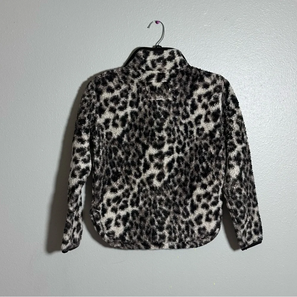 Cuddly Sherpa Girls Brown‎ Leopard Print Kids Fleece Jacket Pullover size 10/12
